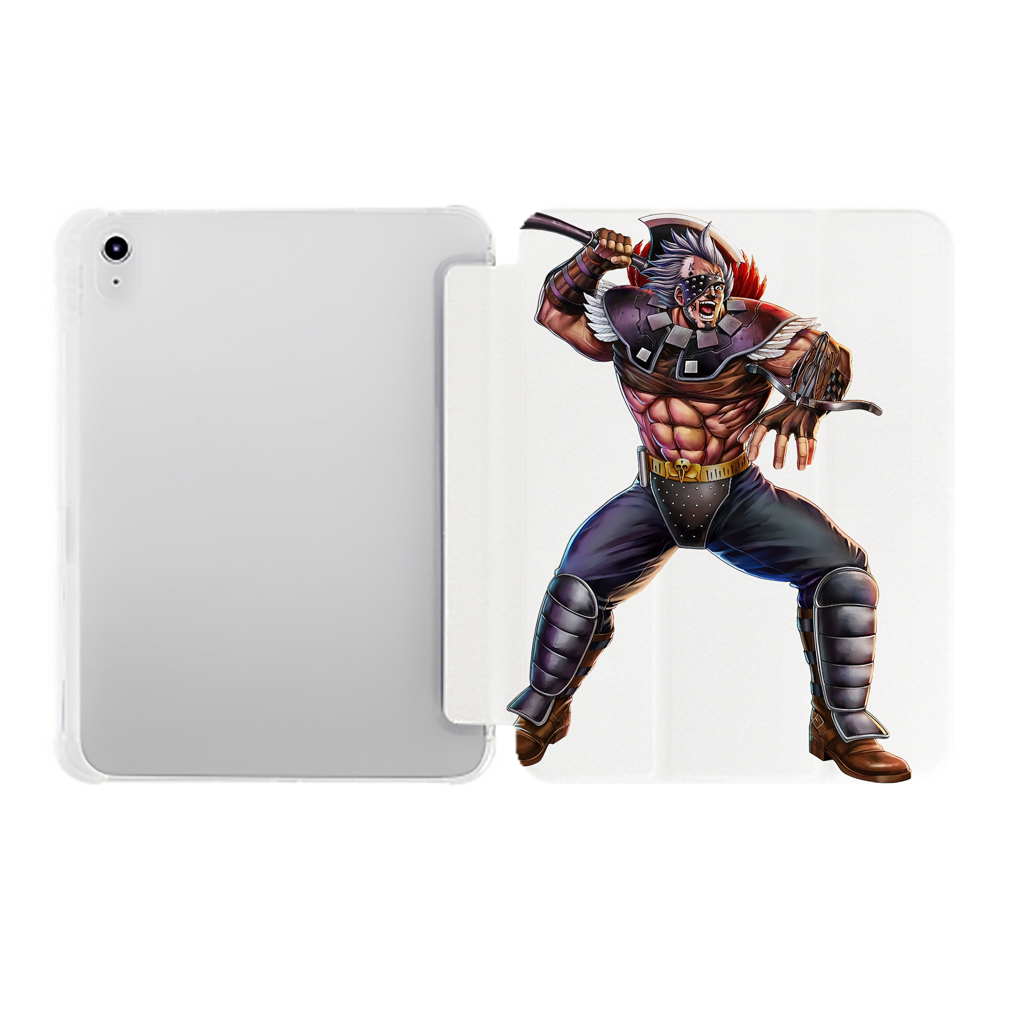（画像用） 北斗の拳 Fist of the North Star IPad ケース ペン収納付き 三つ折りスタンド PUレザー×シリコン 対応機種9.5/10.5/10.9インチ